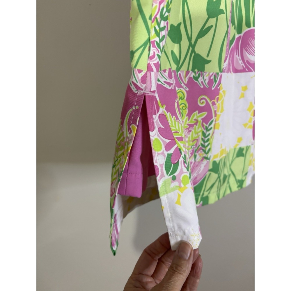 VTG LILLY PULITZER Pink Green Patch Print Skirt Skirt 10 Lion Cheetah Golf - Picture 4 of 7